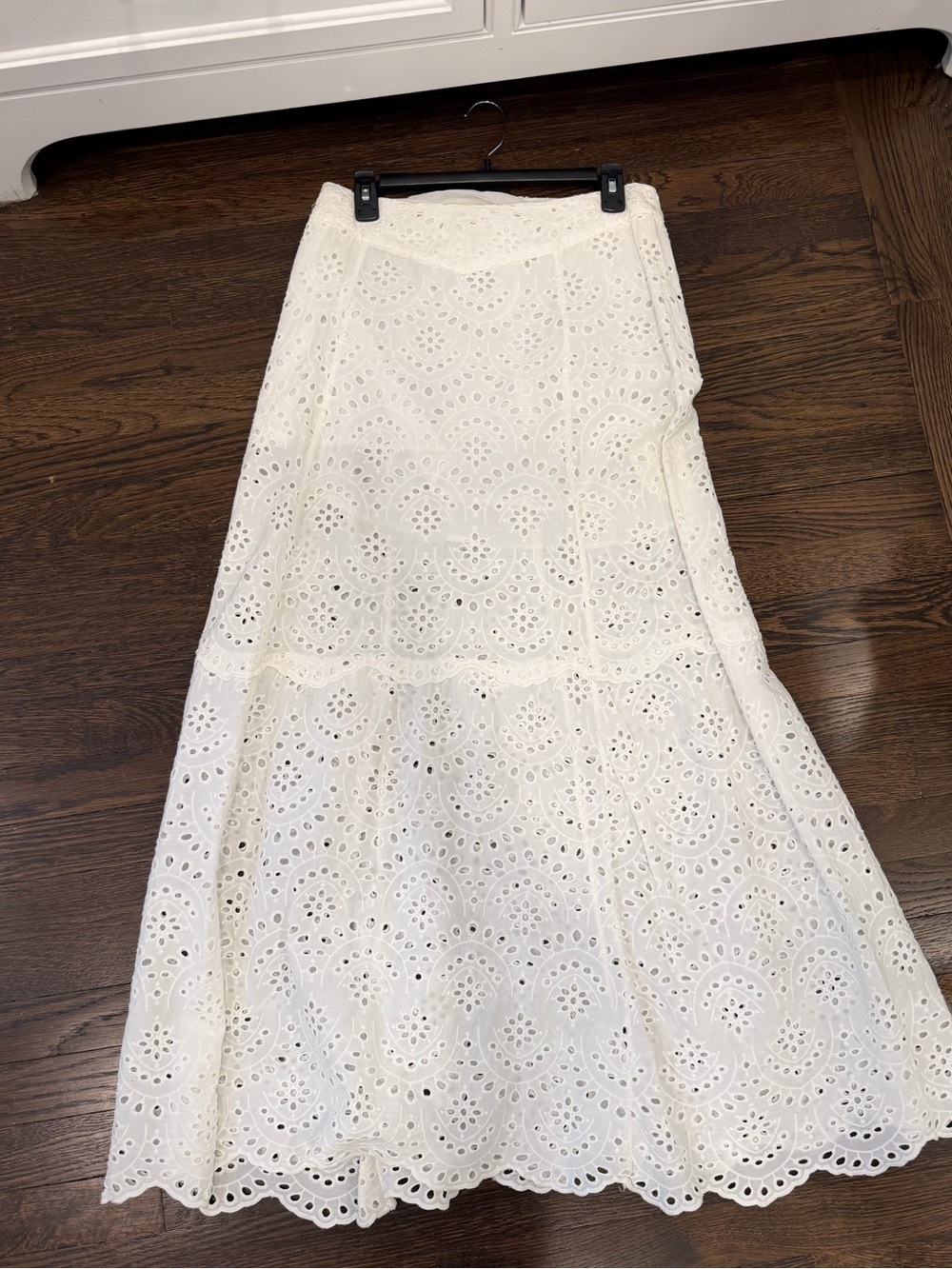 Natalie Martin White Eyelet Lace Maxi Skirt - lined - Elegant Women's Skirt